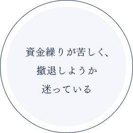 資金繰りが苦しく、撤退しようか迷っている